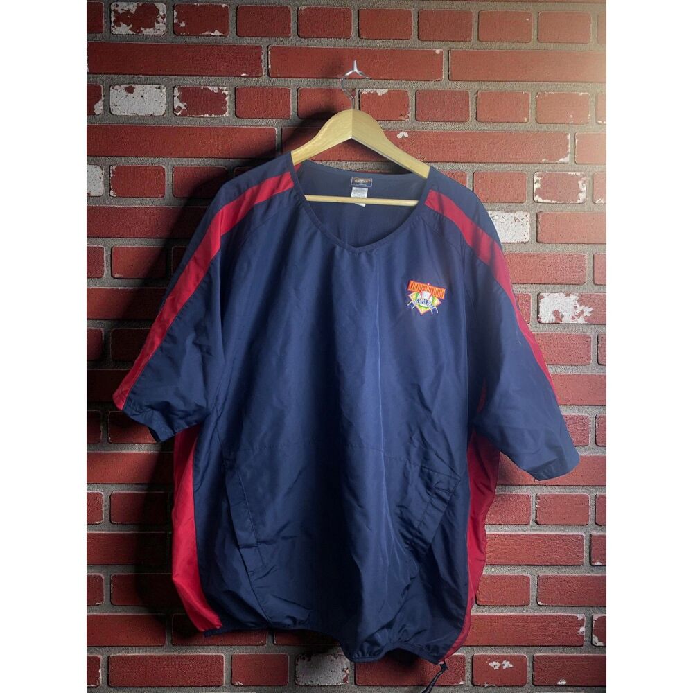 Cooperstown Baseball Windbreaker Pullover – Navy/Red – 2XL